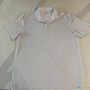 Men’s Southern Tide polo shirt. White with gray golf club print. Size XXL